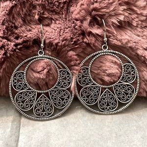 NWT Silver Basketweave Hoop Earrings.